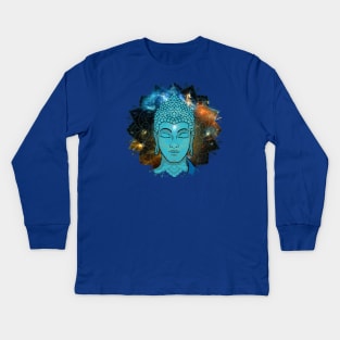 Blue Face of Buddha in the Galaxy Kids Long Sleeve T-Shirt